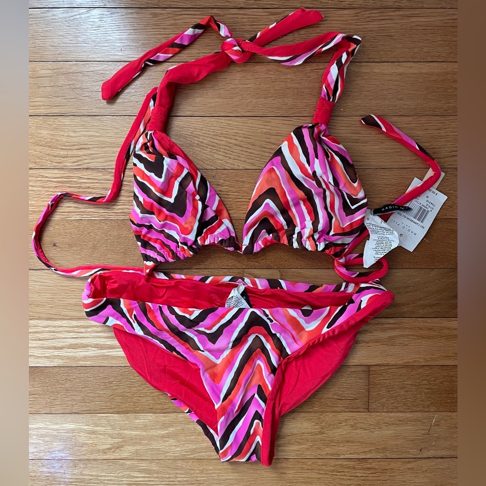 Radio Fiji Vibrant Pink and Red Bikini Set Medium
